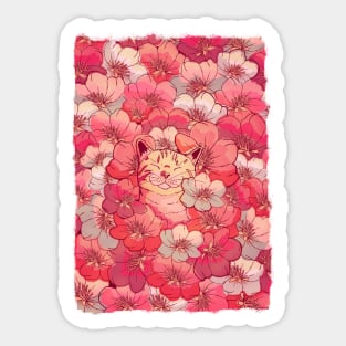 The cherry blossom cat Sticker